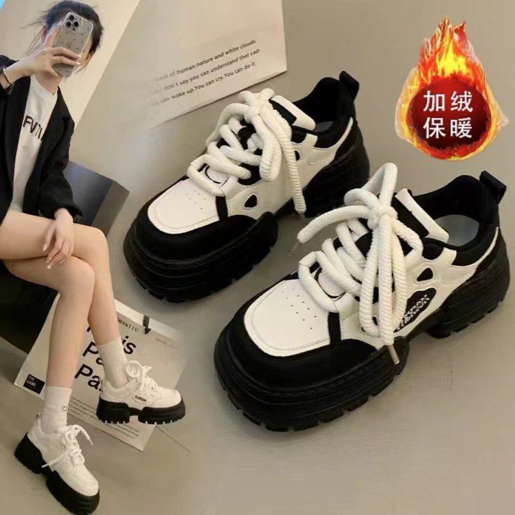 厚底增高休闲乐福鞋女2025冬季新款加绒保暖时尚百搭休闲鞋老爹鞋,女鞋,棉鞋,淘宝优惠券,粉丝福利购,淘宝优惠卷