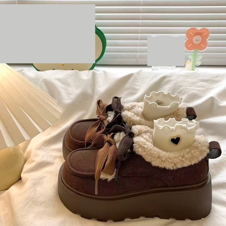 加绒勃肯雪地靴女款秋冬季2025新款松糕厚底增高保暖毛毛面包棉鞋