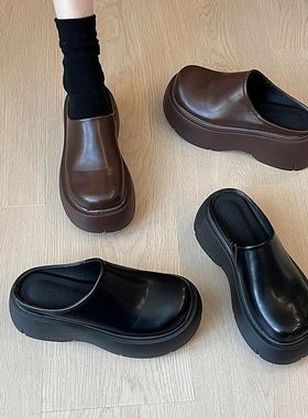 高颜值厚底增高拖鞋女2025年秋季新款舒适外穿超高跟包头半拖鞋