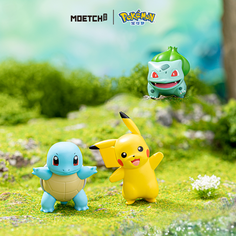 POKEMON萌粒宝可梦萌趣豆皮卡丘盲盒可达鸭摆件小火龙手办杰尼龟