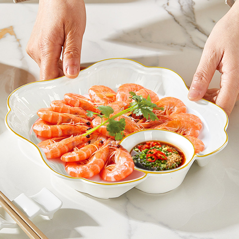 优尊陶瓷饺子盘海鲜虾蘸料盘图片