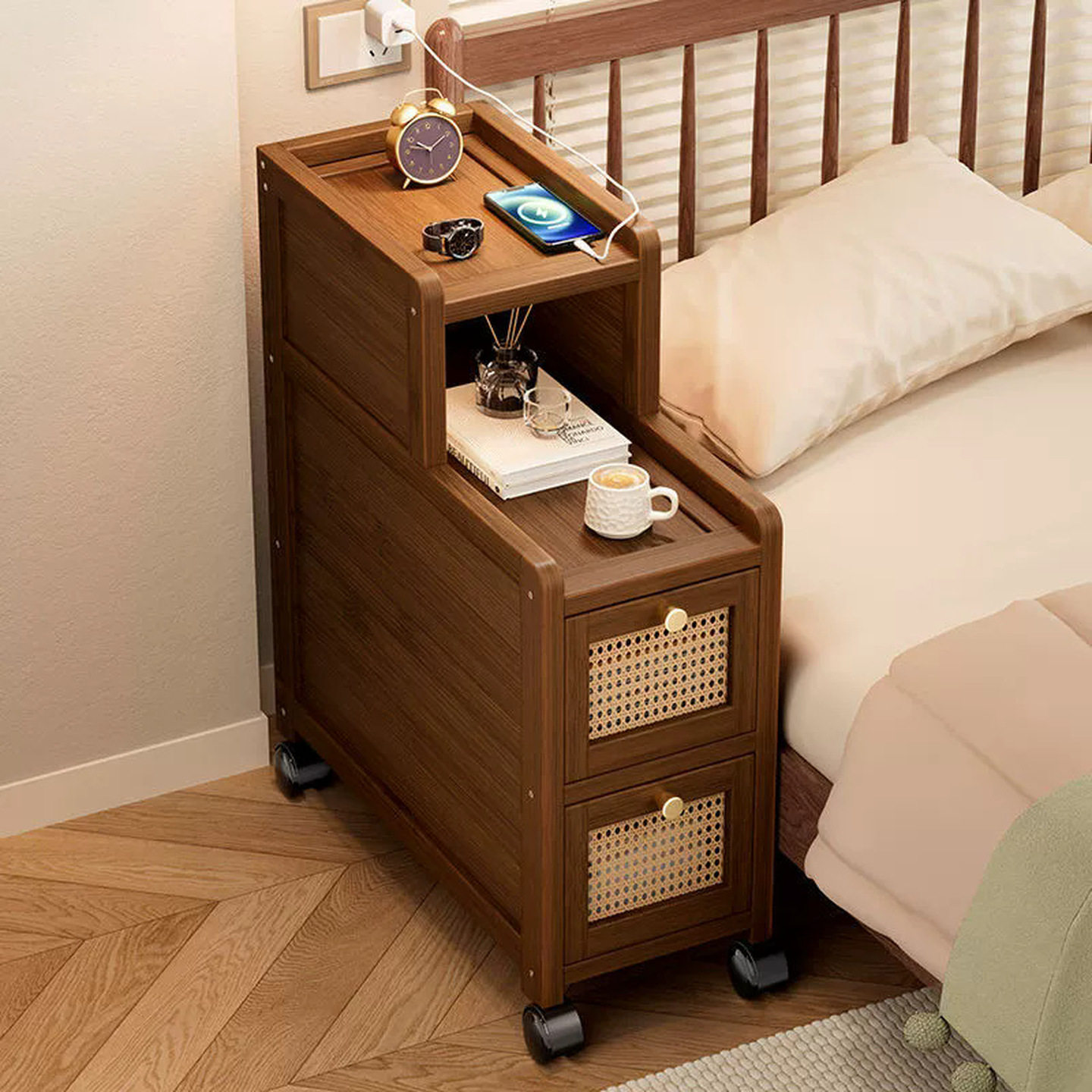 沙发边柜侧边几高柜客厅茶水柜置物架夹缝收纳柜角几隔断储物柜子