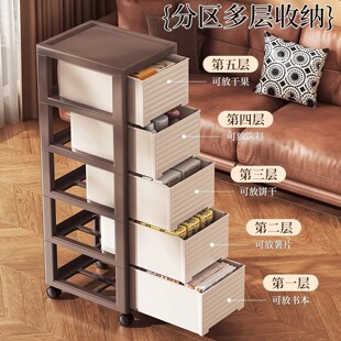沙发边零食柜客厅大容量高颜值边柜玩具收纳架可移动小推车置物架