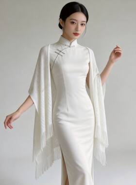 披肩配礼服婚礼新娘婚纱伴娘坎肩配旗袍复古罩衫薄款斗篷外搭云肩