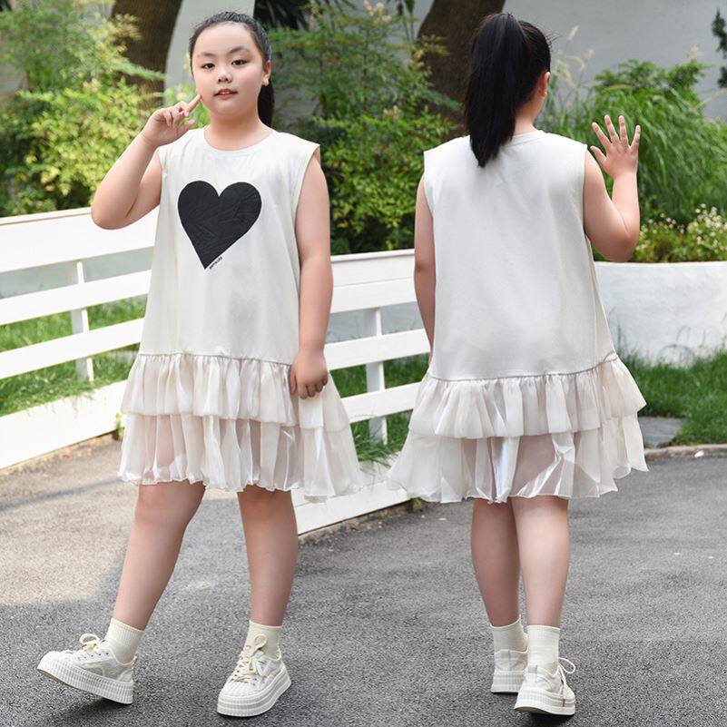 胖童装女童加肥加大连衣裙高级感宽松夏季穿搭套装显瘦胖女童裙子