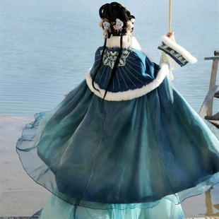 绝美战国袍秋冬魏晋风古装舞蹈服超仙西汉服直裾曲裾袍襦裙舞蹈服