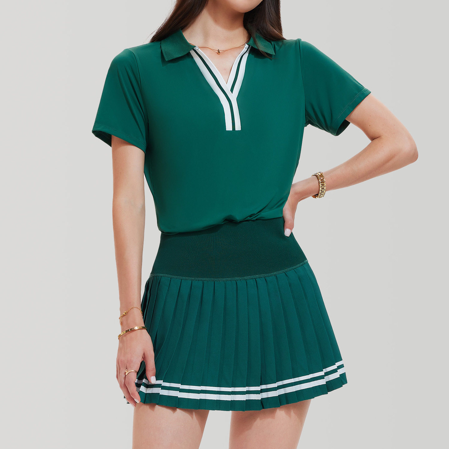 打羽毛球运动套装女户外晨跑步服高颜值健身房网球骑行速干短袖裙