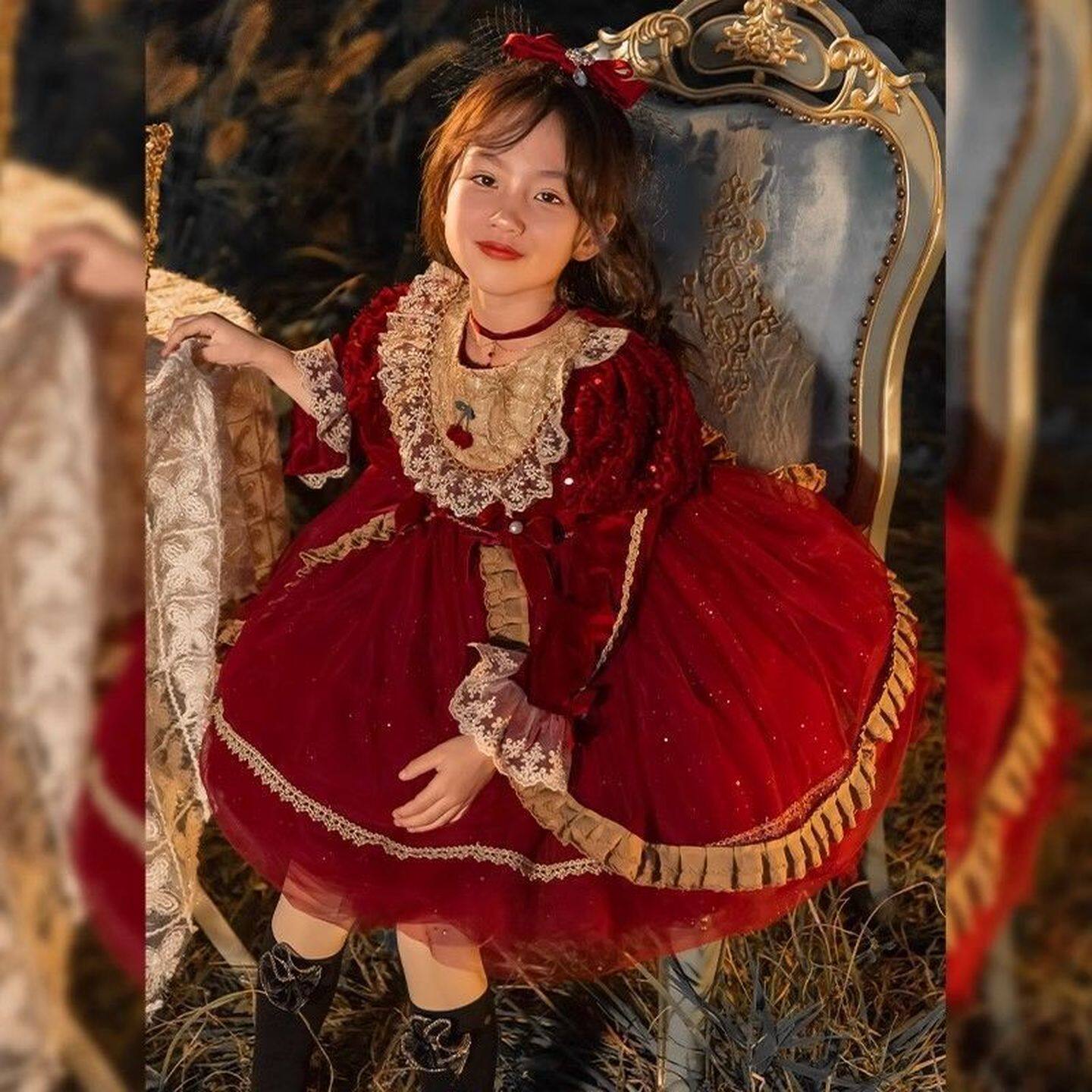 兔兔群蓬蓬裙宝宝女童元宵节洛丽塔公主裙礼服洛丽塔花苞裙灯笼裙