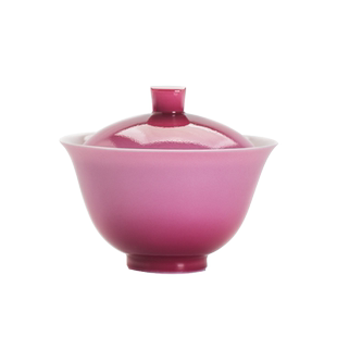 瓷八里渐变胭脂红景德镇手工陶瓷茶具套装伴手礼盒二才盖碗主人杯