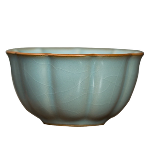 瓷八里汝窑开片可养花瓣杯景德镇手工陶瓷茶具茶杯主人杯私人定制