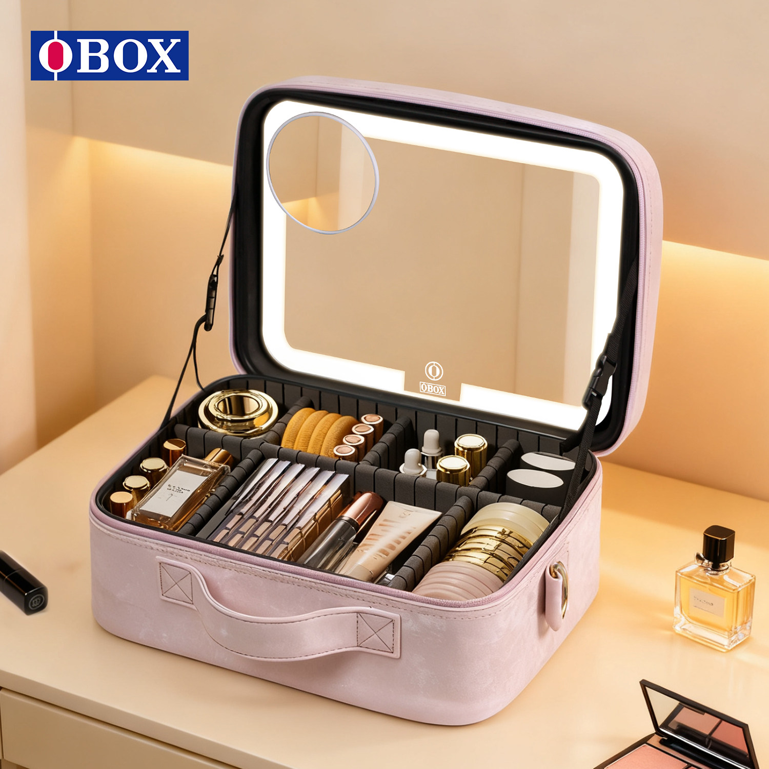 手提带镜化妆包美妆专业高级梳妆大容量便携式2026新款女收纳包包,收纳整理,化妆包,淘宝优惠券,粉丝福利购,淘宝优惠卷