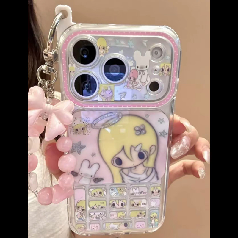 精孔大视窗动漫女孩大哥大适用iPhone17promax手机壳新款17pro一体ai相机按键苹果16全包硅胶15pro防摔保护套
