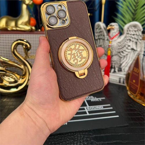 苹果16發财陀螺支架电镀树皮纹壳