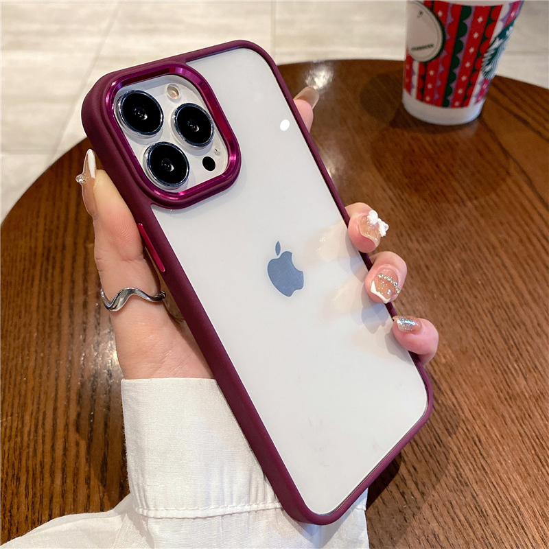 小红书同款梅子色金属镜头手机壳