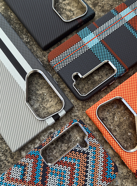 山与星河适用三星S24Ultra手机壳磁吸凯夫拉纹理GalaxyS24磨砂超薄magsafe格纹S25高级感S23plus夜光硬防摔套