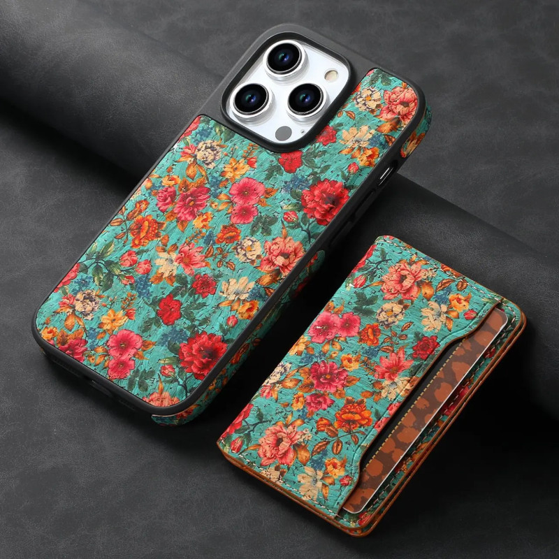 支架卡包适用苹果15promax手机壳16pro轻奢14pormax磁吸保护壳全包防摔iphone13新款12p复古英伦女款碎花纹女