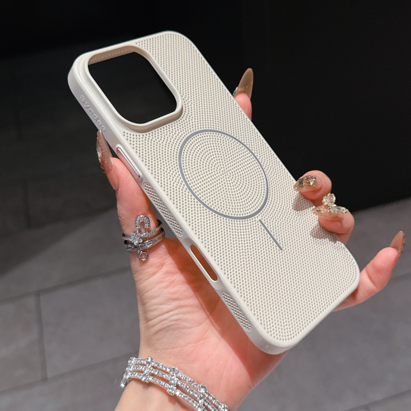网孔散热镂空适用iPhone15promax手机壳新款苹果16pro磨砂14plus夏天透气洞洞13磁吸12pm高级感11男女保护套