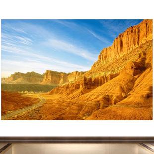 黄土高坡土壤土地泥土意境风景画有山无水书房民宿背有靠山图自粘