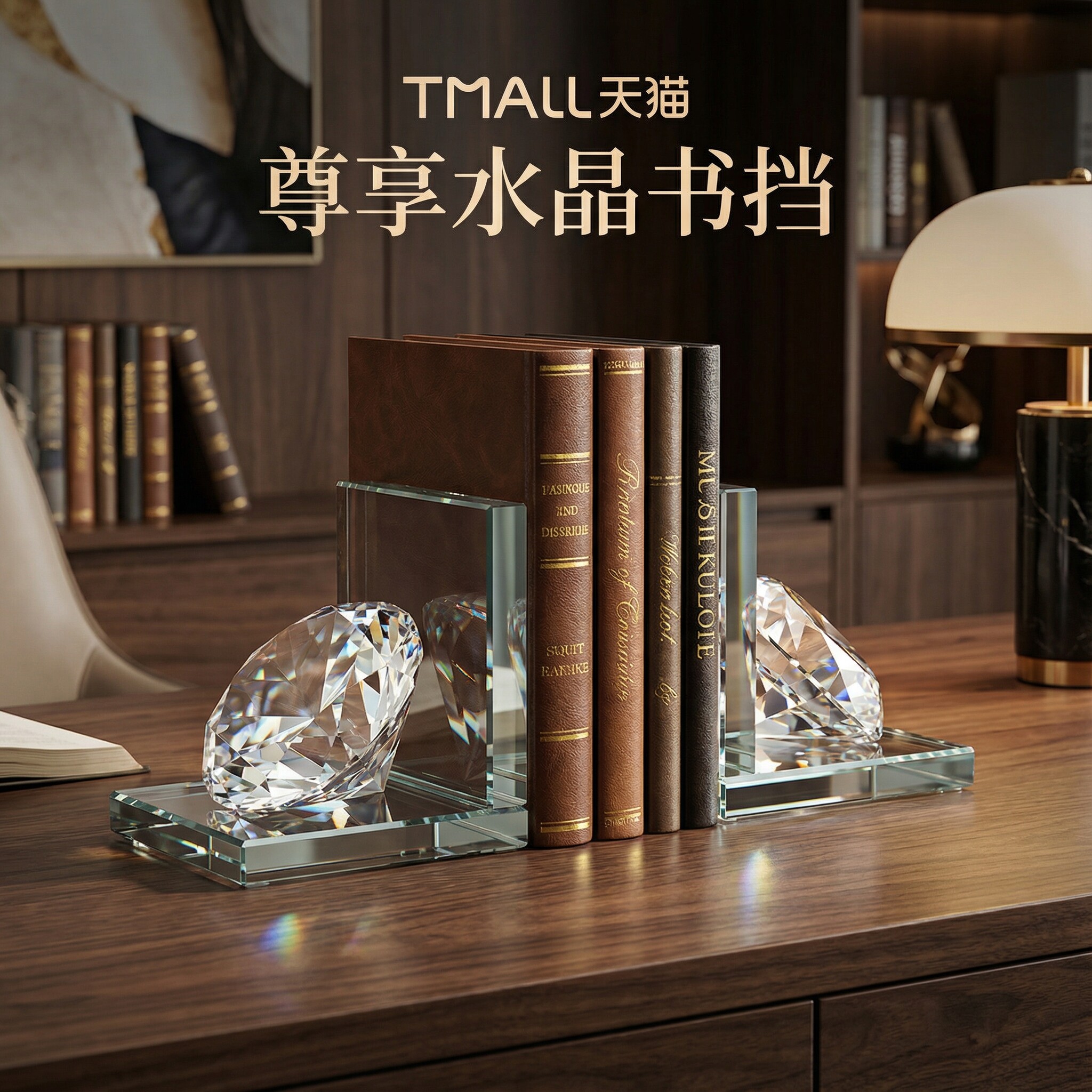 水晶书挡书立现代轻奢酒店办公室摆件样板间书房高档酒柜书架装饰品摆