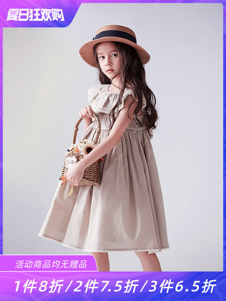 Girls Summer dress 2021 summer children's clothing new medium and large children's cotton princess dress baby skirt Western style