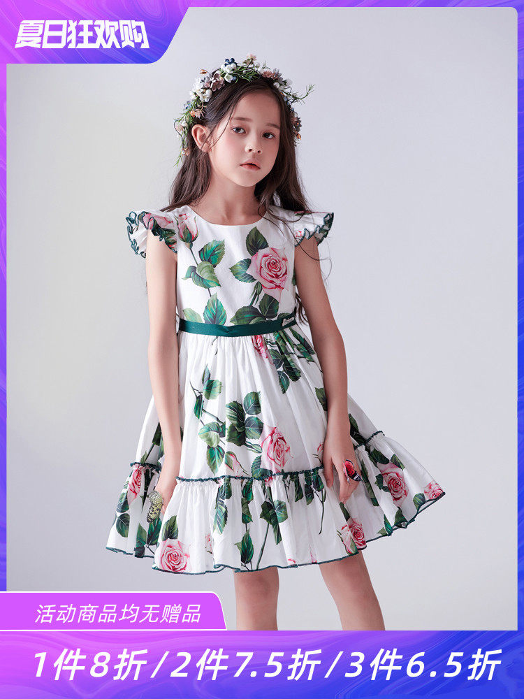 Girls dress summer clothes big children pure cotton princess dress 2021 summer new children's foreign school small baby skirt