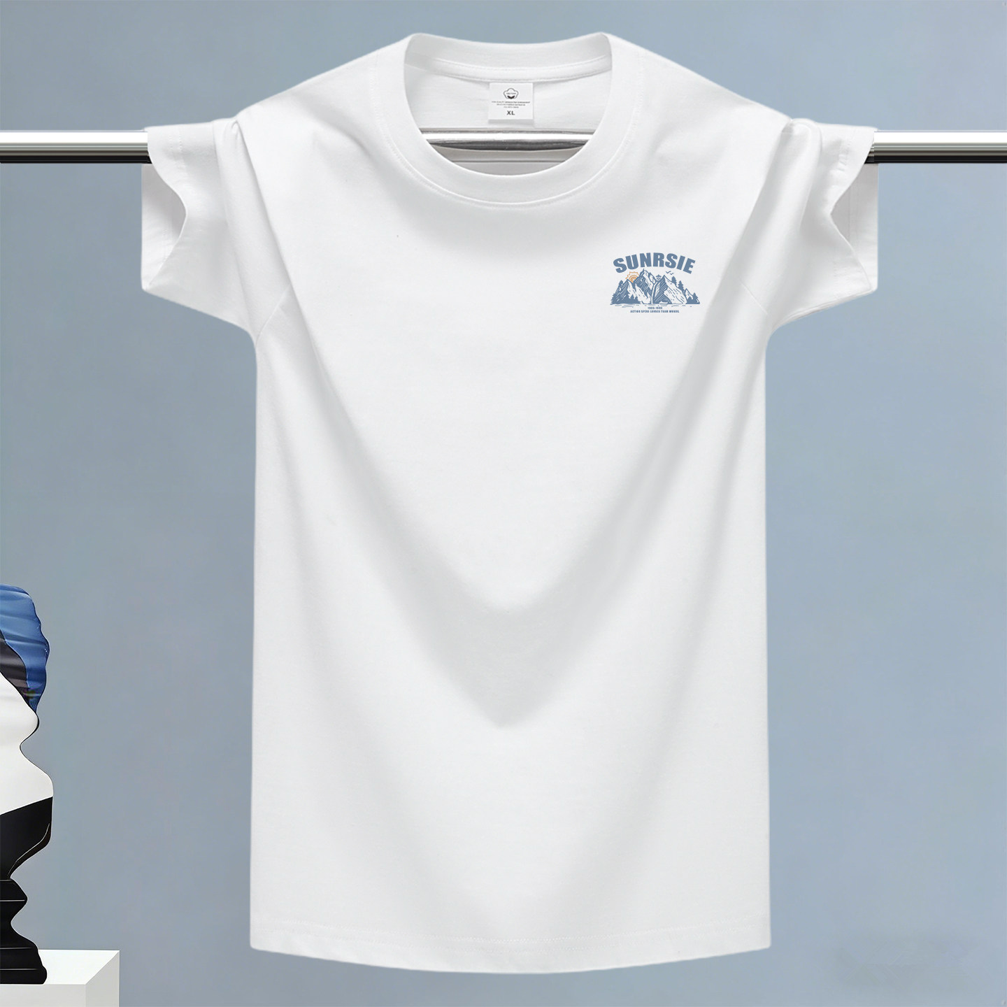 夏季薄款纯棉短袖t恤男青年宽松大码圆领上衣学生运动百搭打底衫