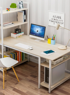 computer table desk study chair bookshelf simple 电脑桌台式