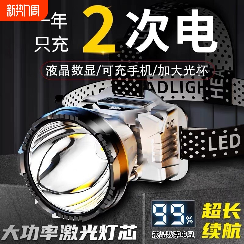 公牛适用头灯强光头戴式感应户外照明灯夜钓鱼超长续航手电筒矿灯