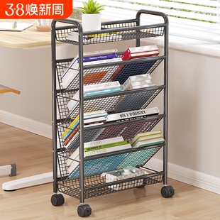 小书架落地置物架可移动带轮书本收纳架子课桌边多层整理架书桌