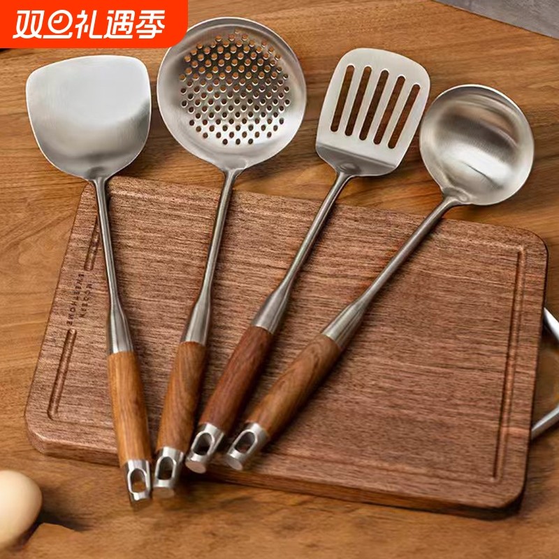 不锈钢锅铲家用煎铲炒勺炒菜铲子漏捞勺汤勺厨具套装手柄短柄加长