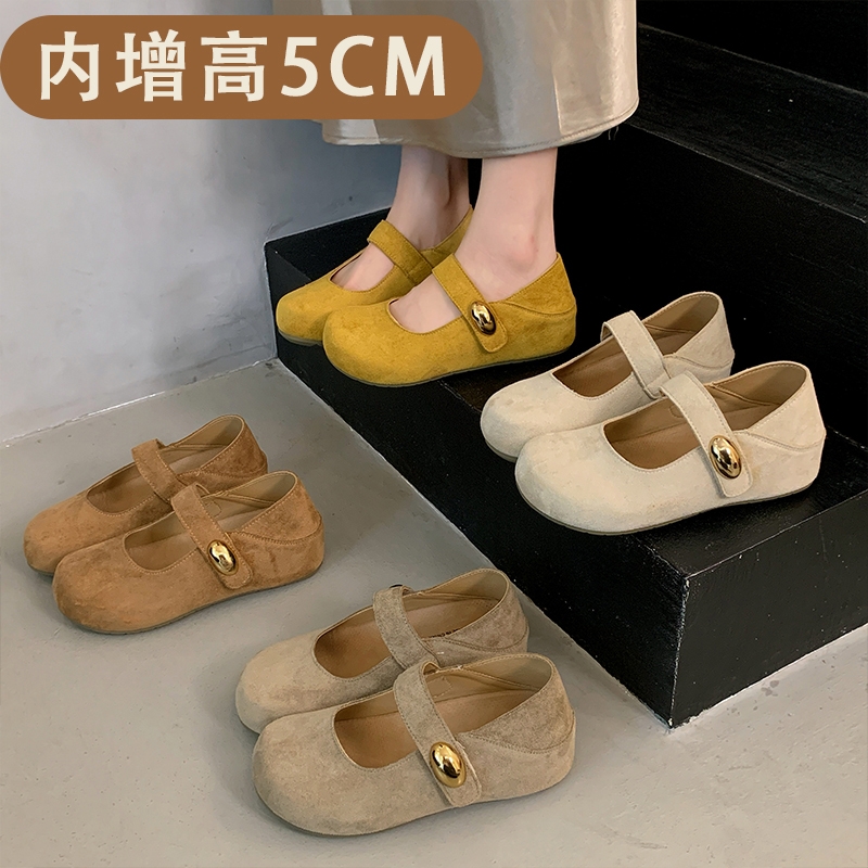 内增高厚底勃肯鞋玛丽珍单鞋女2025新款配裙子豆豆鞋博肯鞋魔术贴