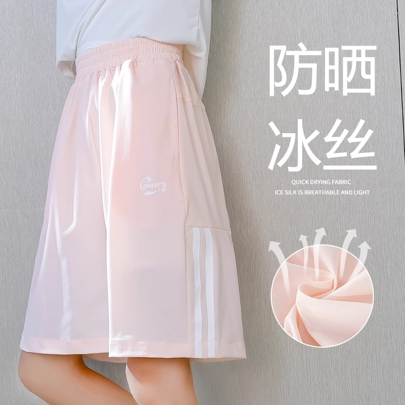 女童短裤冰丝夏季薄款2025新款儿童外穿运动速干裤大童女孩五分裤