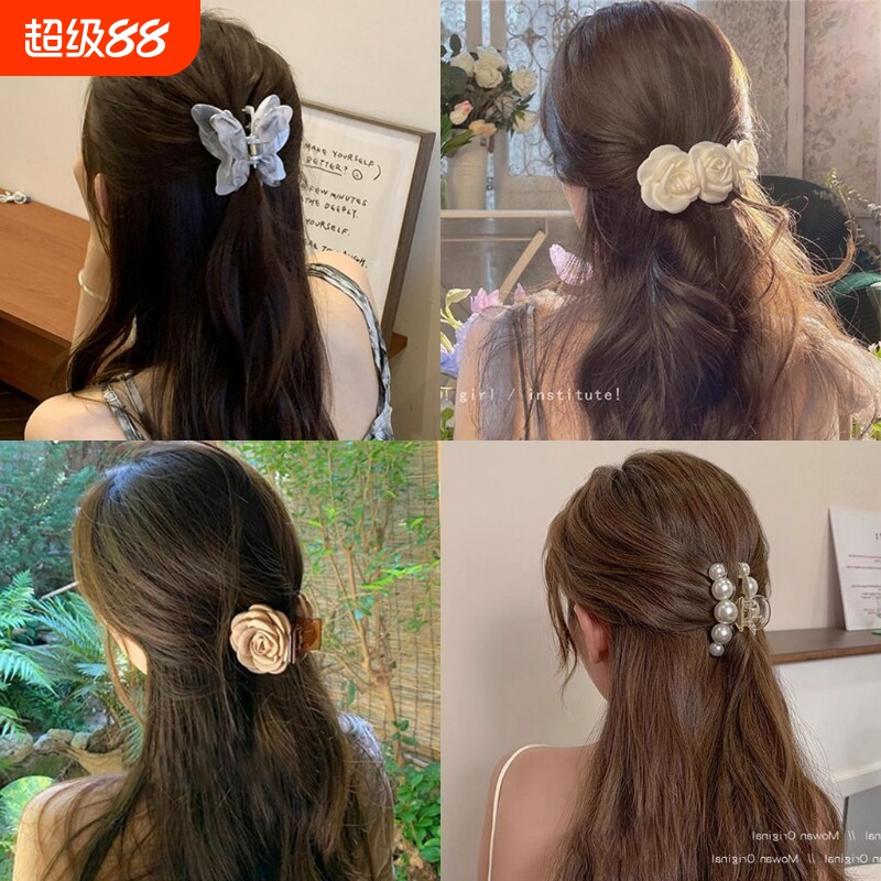 珍珠抓夹小号发夹女后脑勺发卡小巧鲨鱼夹发抓迷你小夹子头饰蝴蝶图片