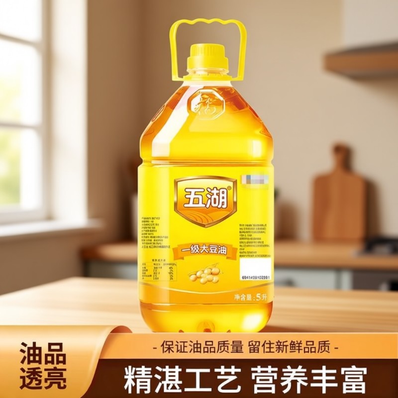 五湖一级大豆油食用调和油5L家用食用油家用油整箱优质精炼煎炸,粮油调味/速食/干货/烘焙,大豆油,淘宝优惠券,粉丝福利购,淘宝优惠卷