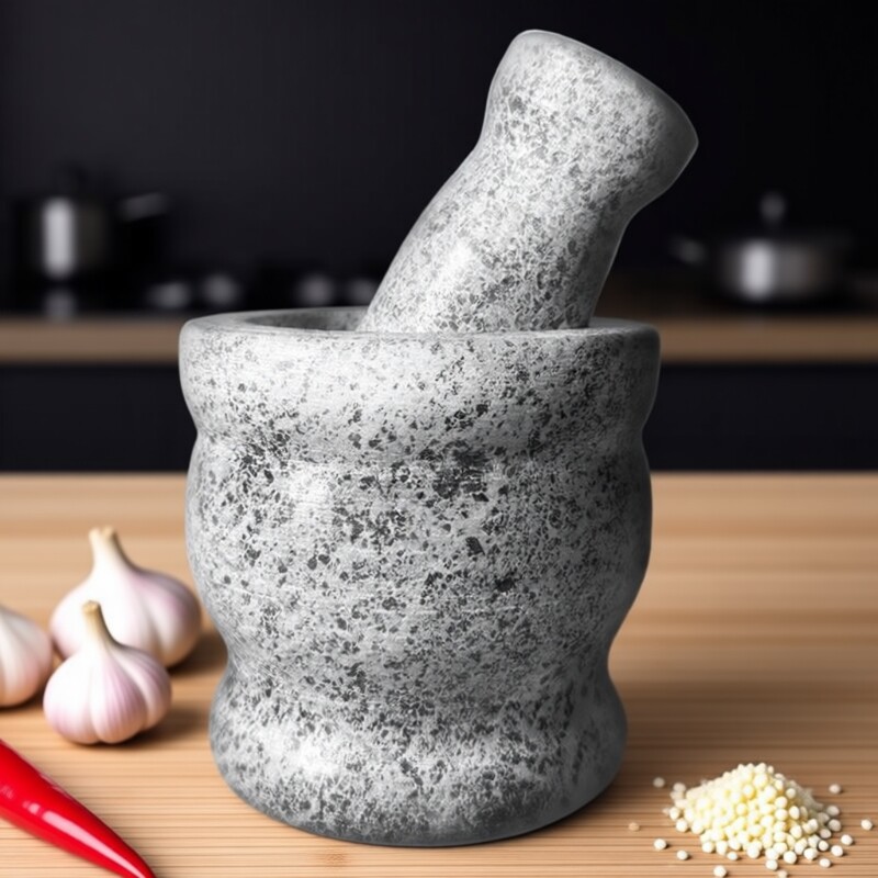 抛光捣蒜器石臼蒜臼子捣药罐研磨器石臼子剥蒜器压蒜器石材中药