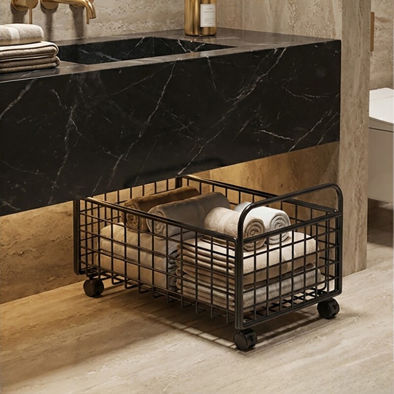 浴室柜下脏衣篓家用脏衣服收纳筐可移动小推车卫生间洗衣篮带轮