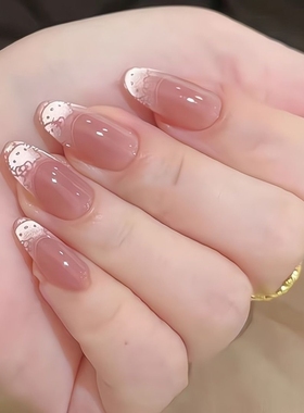 穿戴甲短款kitty法式少女可爱美甲贴红色蝴蝶结中长款波点粉色