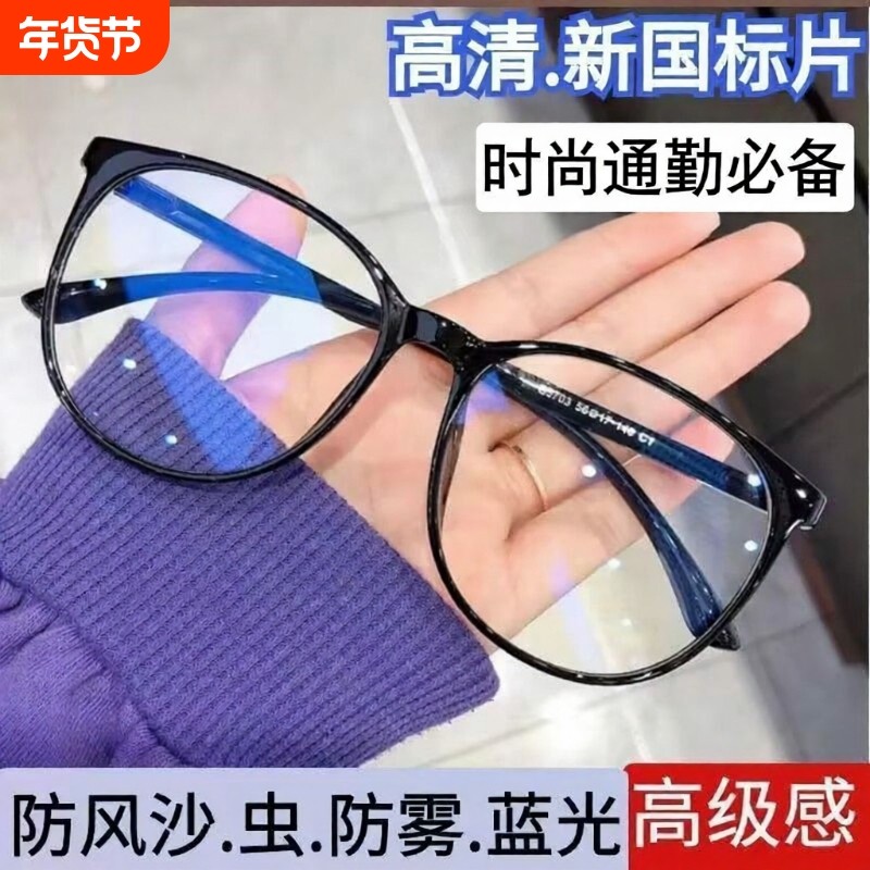 防风沙眼镜护目镜防虫韩版骑车专用高档防护平光镜大框显瘦防蓝光