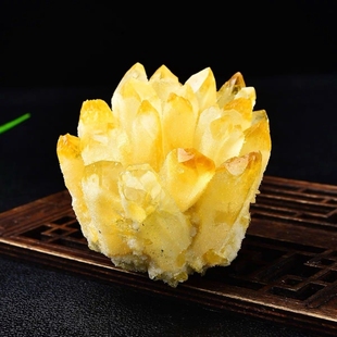 lisv天然黄水晶簇摆件消磁招财观赏水晶花矿物标本办公摆件装 饰