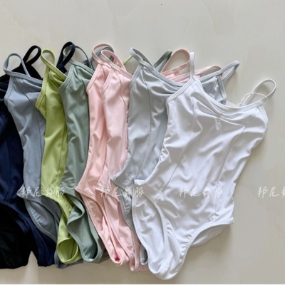 艺考体服舞蹈服儿童练功服体操服胯吊带芭蕾舞形体服连体服12黑色