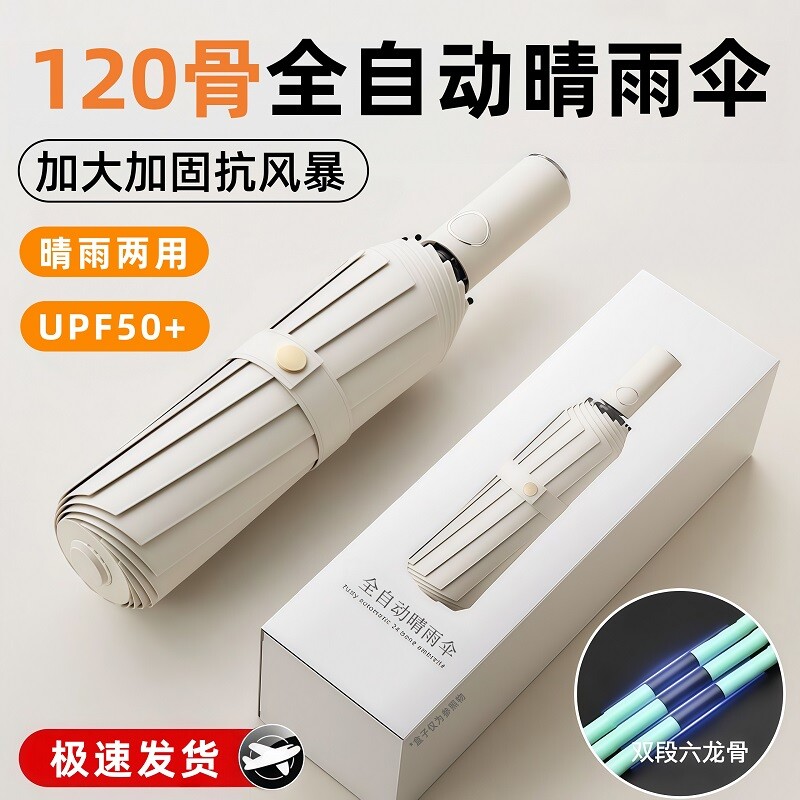 全自动手动雨伞超大男女折叠太阳伞抗风暴晴雨两用防晒遮阳伞图片