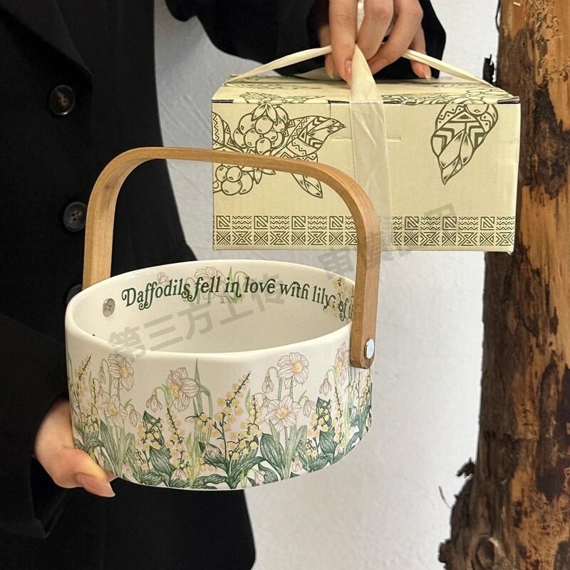 高级感轻奢陶瓷水果盘客厅家用下午茶点心盘乔迁之喜结婚伴手礼盒