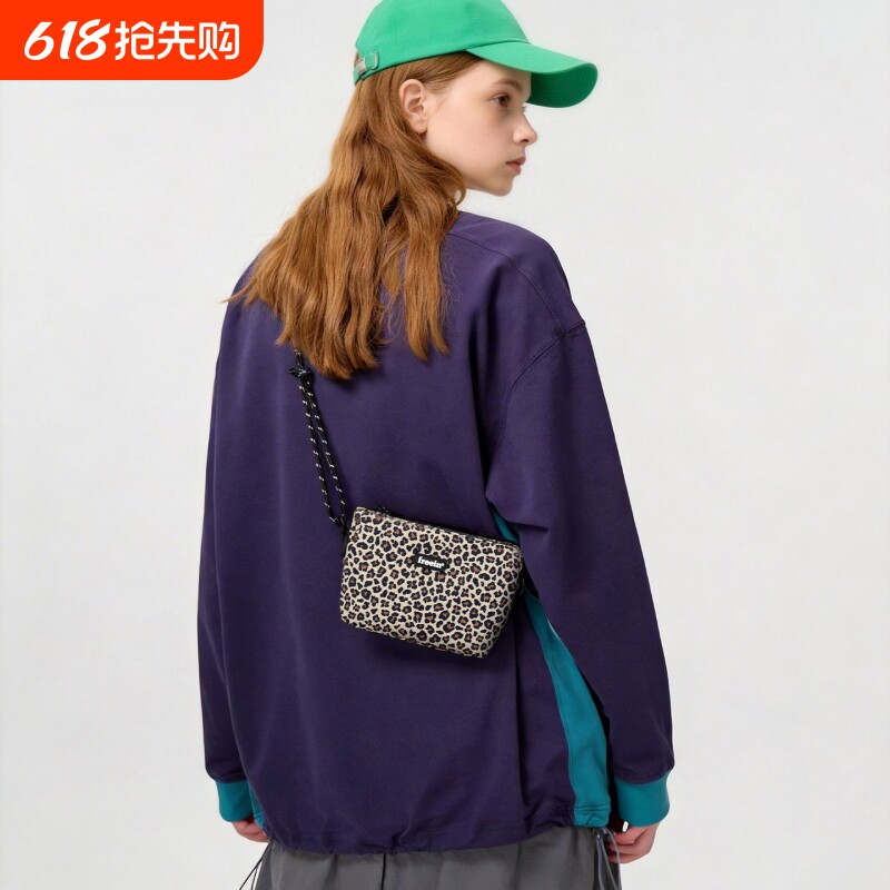 freein豹纹斜挎包女潮牌轻便运动小方包复古辣妹手机包迷你包夏