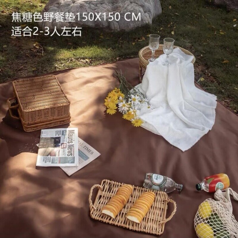 新款牛津布咖啡色野餐垫户外露营防潮垫野营野炊防水垫子加厚