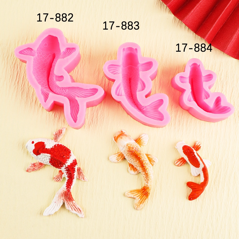 模具翻糖蛋糕装饰模糖艺巧克力烘焙模具大小鲤鱼金鱼硅胶