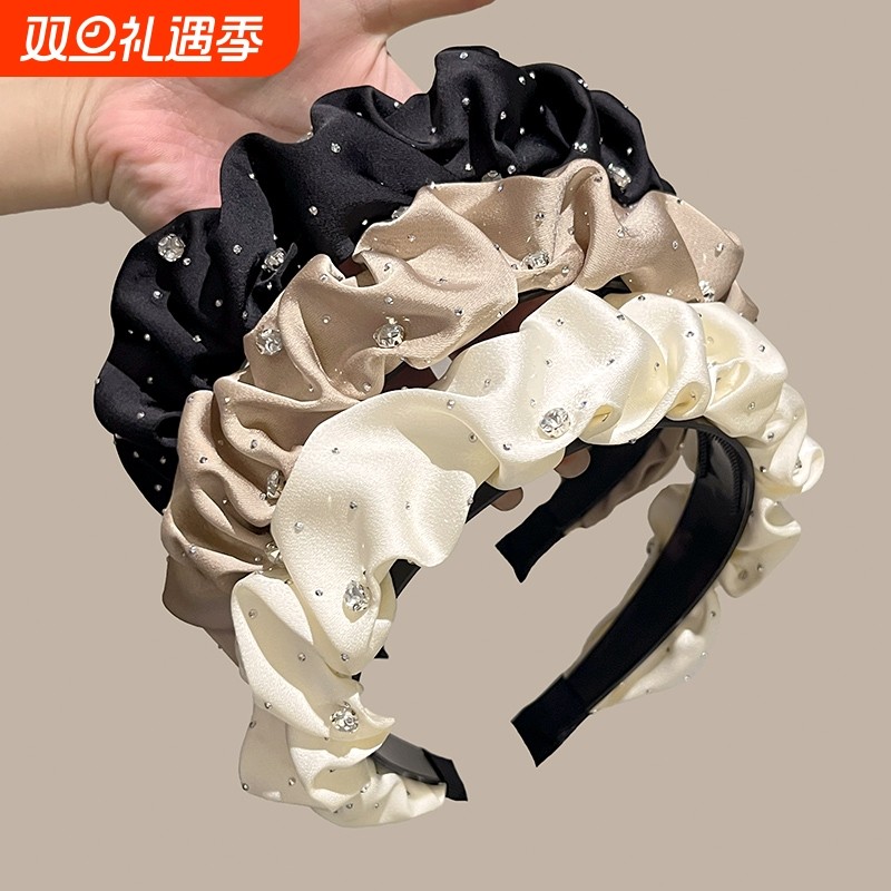 荔丫荔丫赵露思同款法式高颅顶发箍褶皱气质头箍女高级轻奢发卡