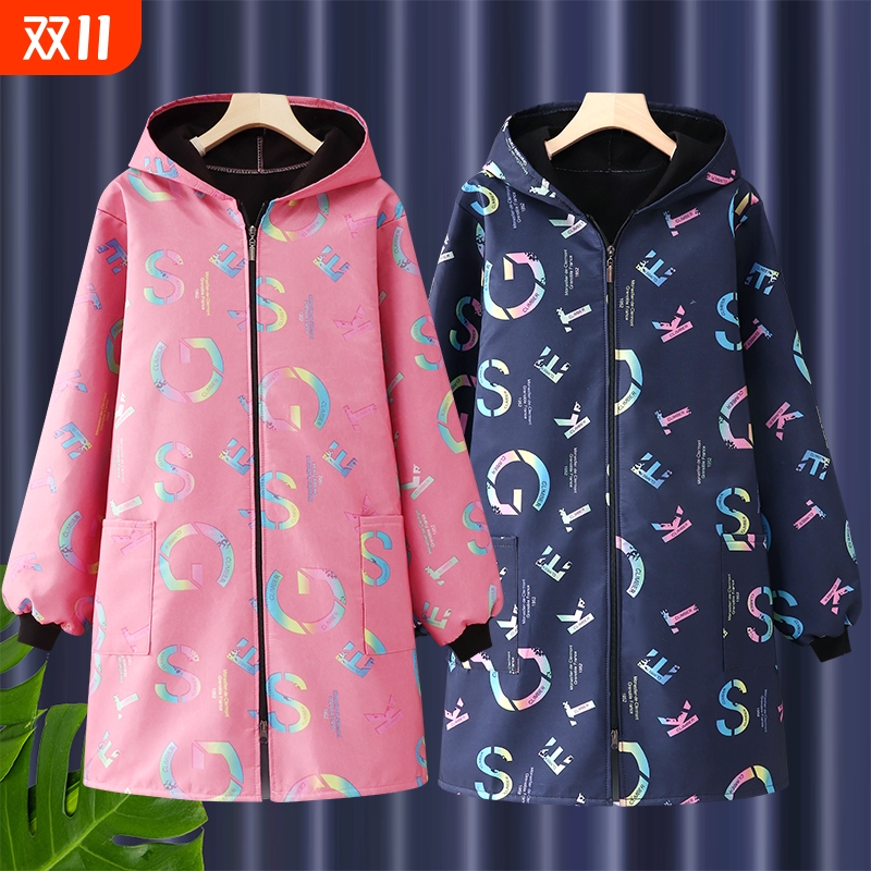 罩衣新款冬季女加绒加厚长袖围裙