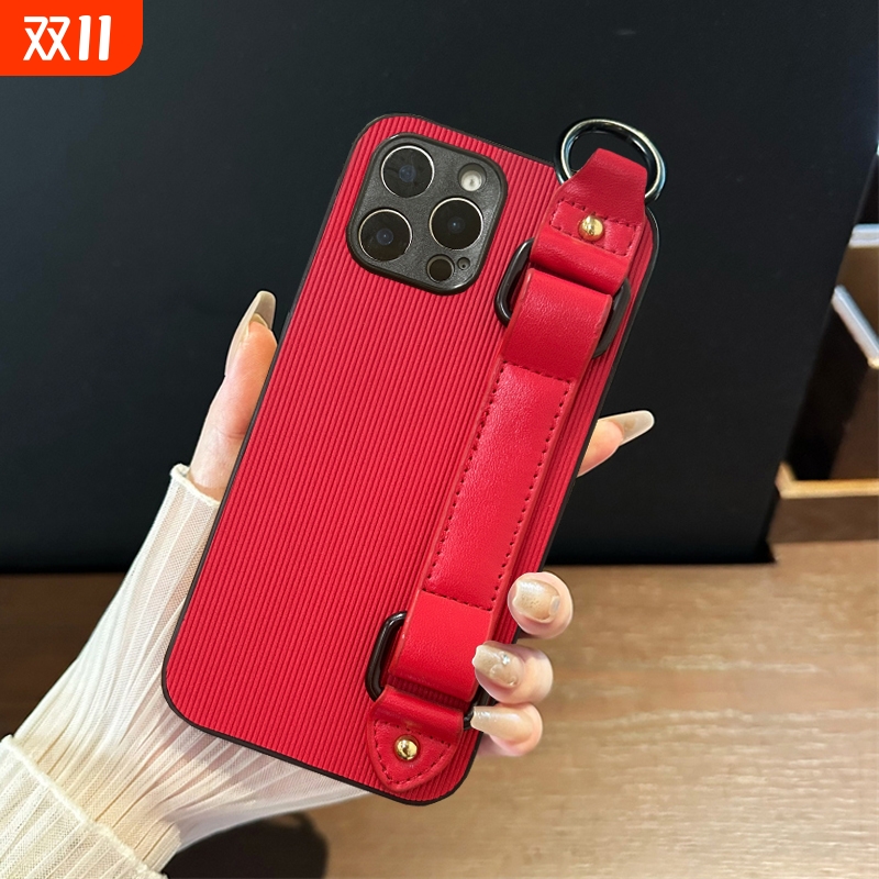 简约皮质腕带指环扣防摔手机壳