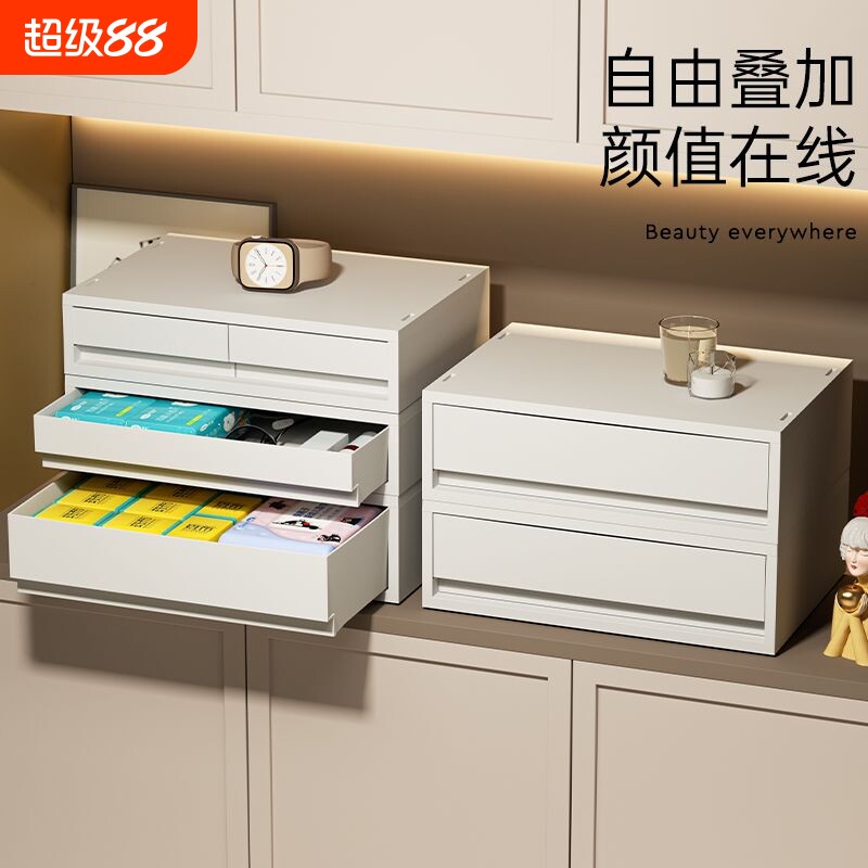 办公桌抽屉式桌面收纳盒A4文件多层储物盒玄关置物书桌杂物整理盒图片