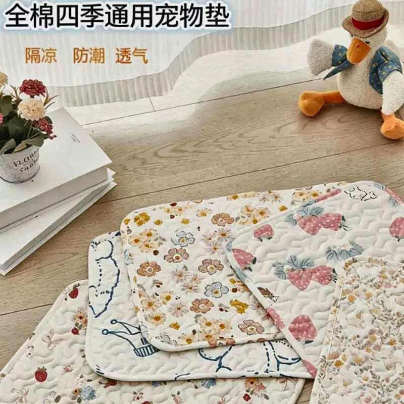 新款宠物地垫纯棉不粘毛可机洗猫狗睡觉用兔笼子平台垫四季通用